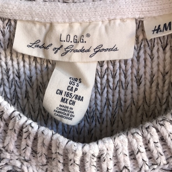 H&M L.O.G.G. white with black chunky cable knit sweater, size S - Picture 8 of 10